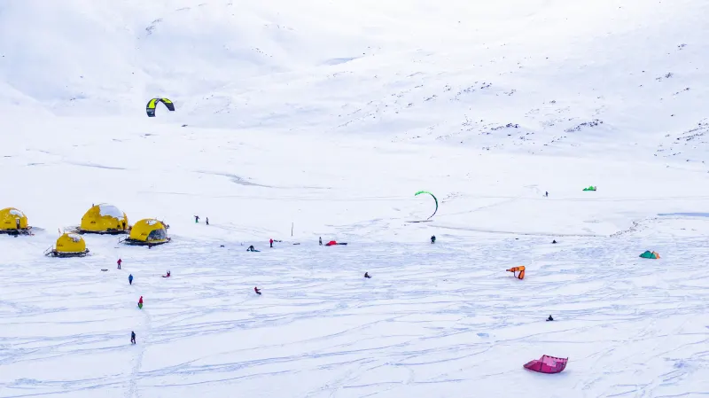 Snowkite en el Paso Pehuenche
