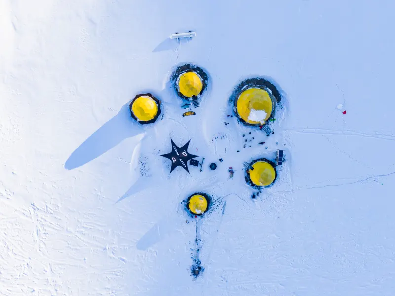 Domos geodésicos Real del Pehuenche en la nieve